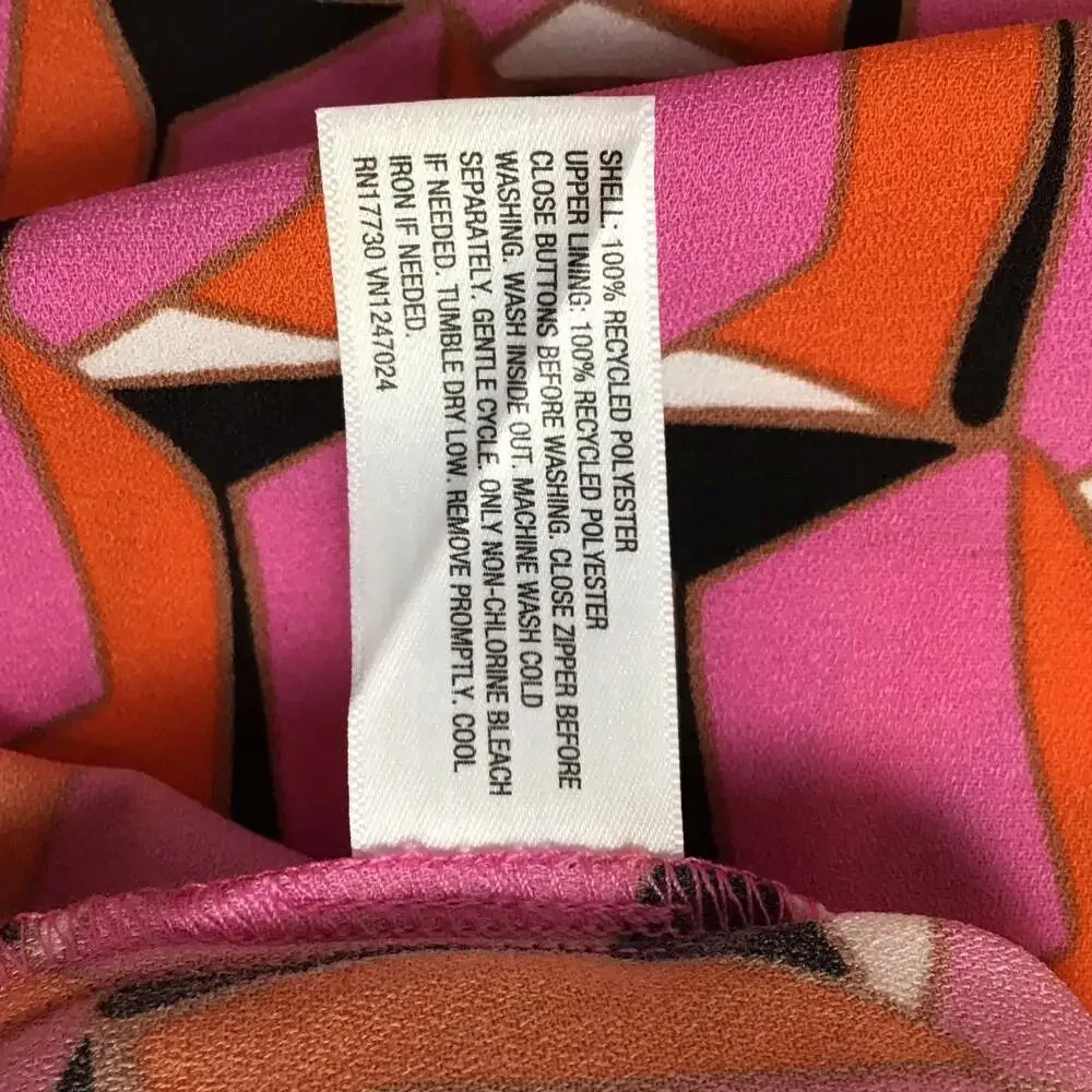 Diane von Furstenberg x Target 90's Shift Pink Martini Geo Mini Dress Size 10 - Picture 11 of 11